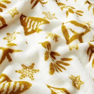 Cuddly fleece, Christmas – white/gold, 