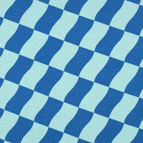 Softsweat wavy check| Poppy Fabrics – royal blue/ice blue, 