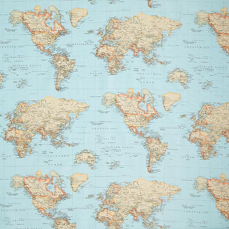 Decor Fabric Ottoman Map Tapestry – baby blue,  image number 1