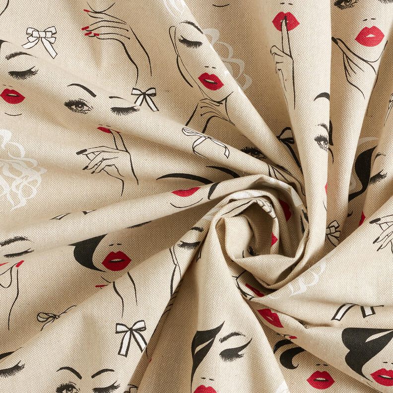 Decor Fabric Half Panama Models – natural/carmine,  image number 3