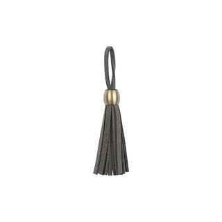 Fringe Leather Tassel with Golden Bead [5,5cm] – grey, 