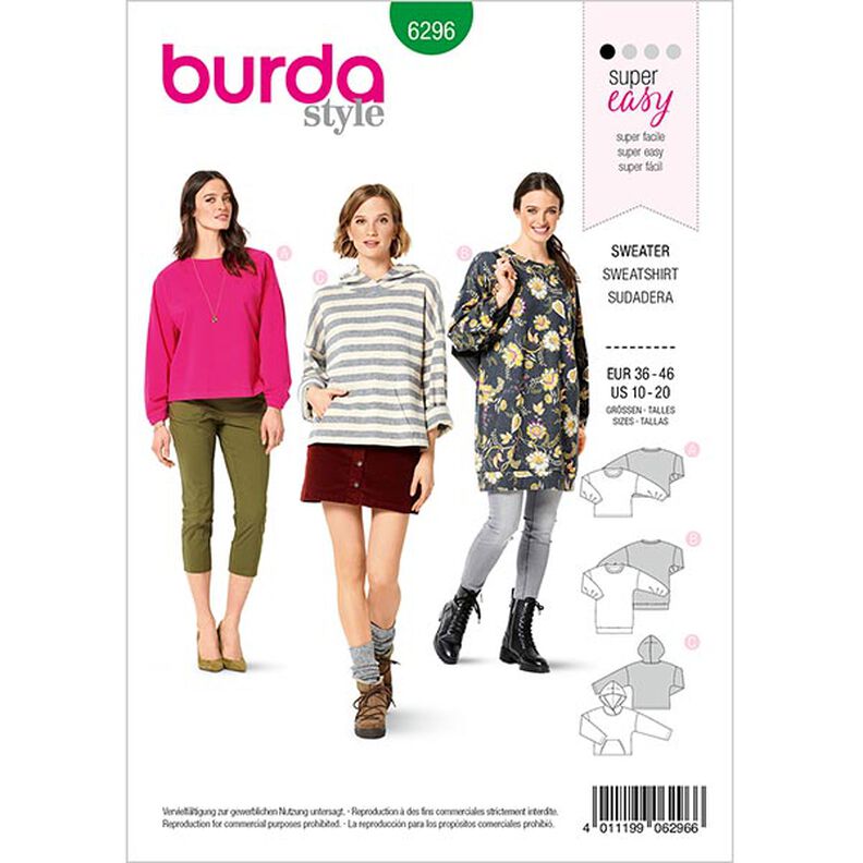 Sweatshirt, Burda 6296 | 36-46,  image number 1