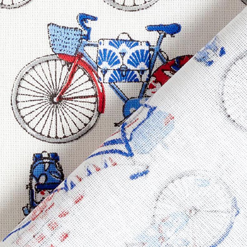 Cotton Cretonne Retro Bikes – white/blue,  image number 4