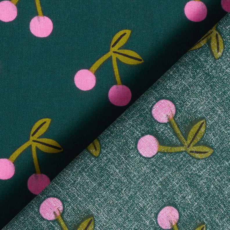 Coated Cotton cute cherries – dark green, image number 4