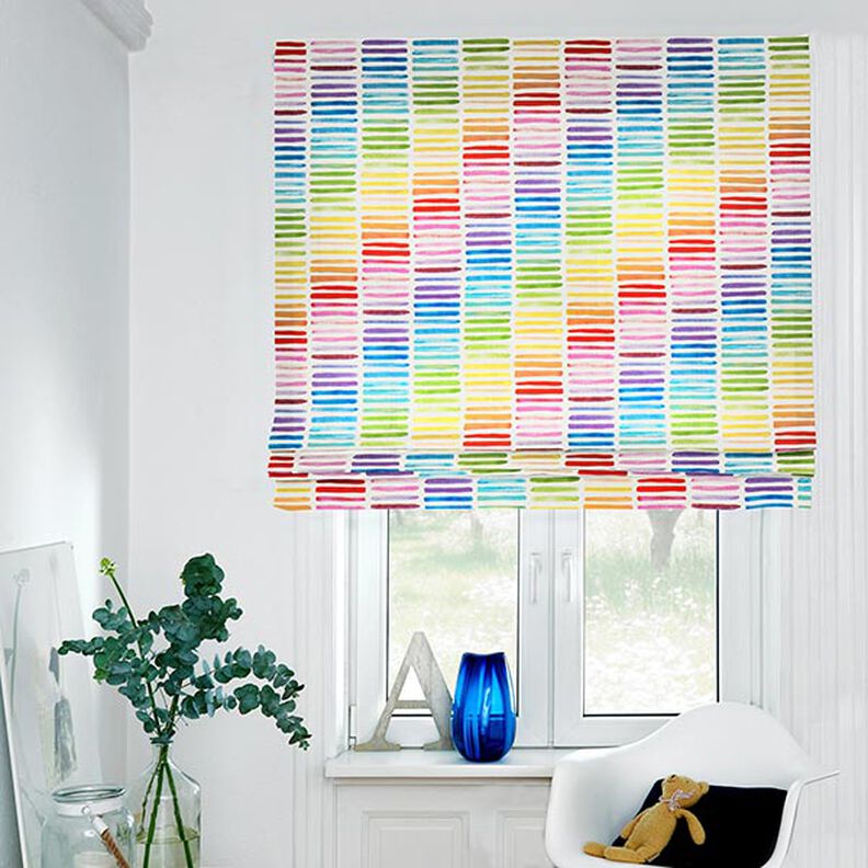 Decor Fabric Half Panama rainbow stripes – white, image number 6