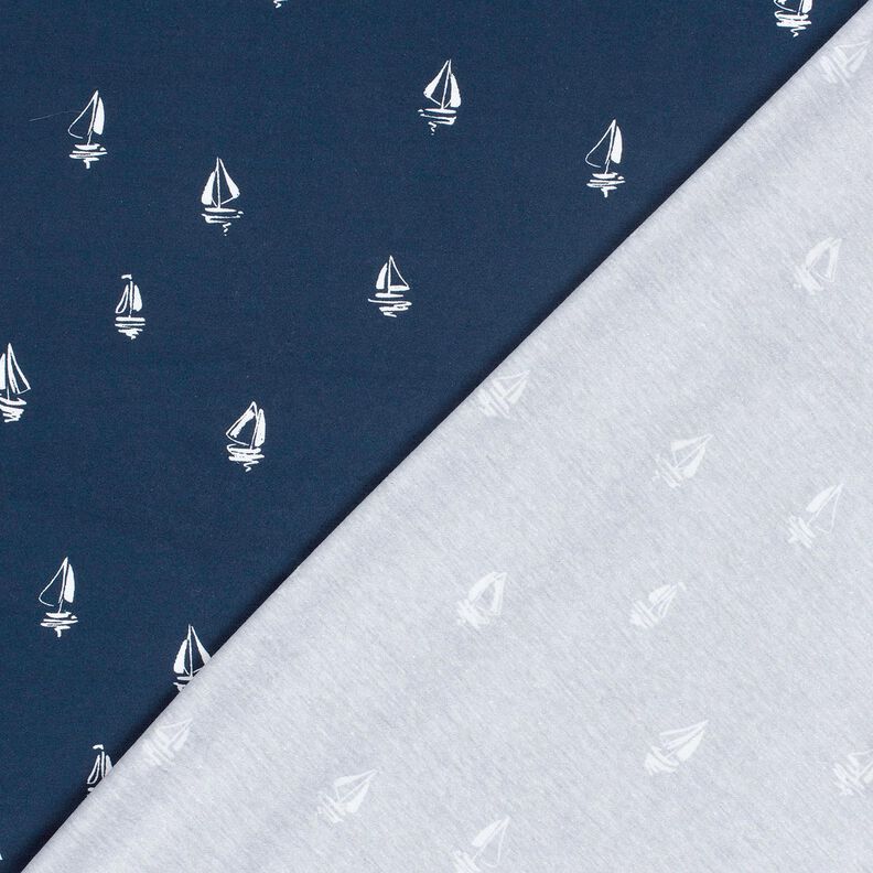 Cotton Jersey sketched sailing boats – navy blue,  image number 4