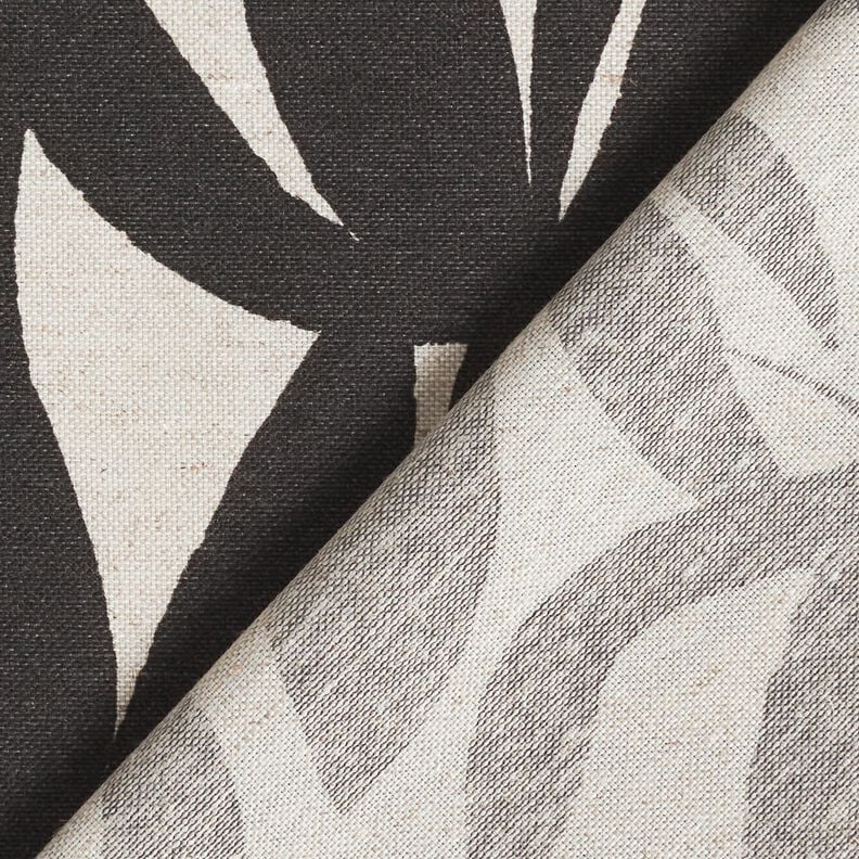 Decor Fabric Half Panama plain leaves – black/natural,  image number 4