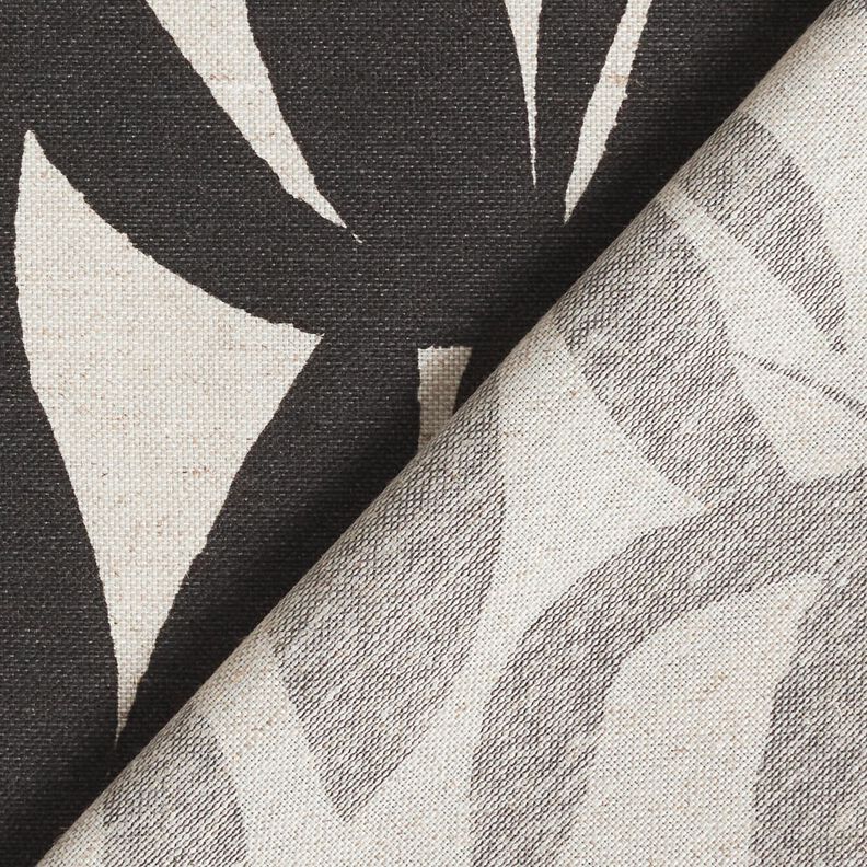 Decor Fabric Half Panama plain leaves – black/natural, image number 4