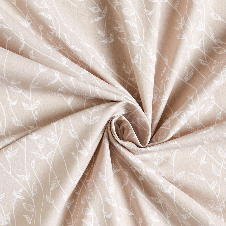 Cotton Poplin Leafy Vines – misty grey,  image number 3