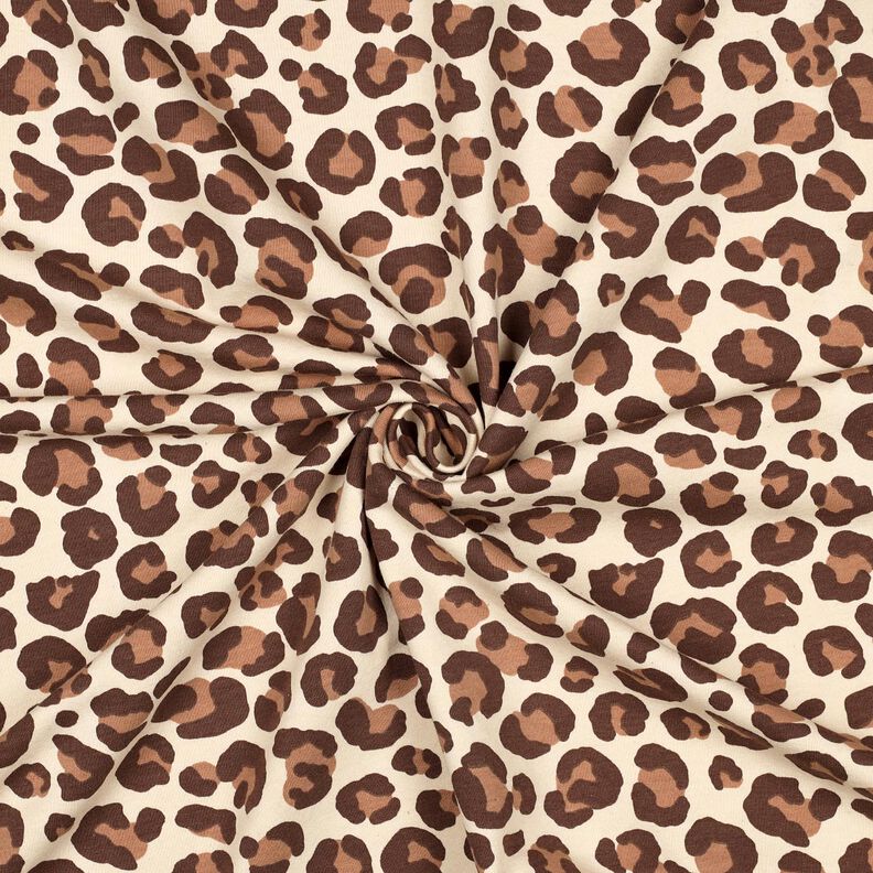 Brushed Sweatshirt Fabric leopard print | Poppy Fabrics – cream/dark brown, image number 3