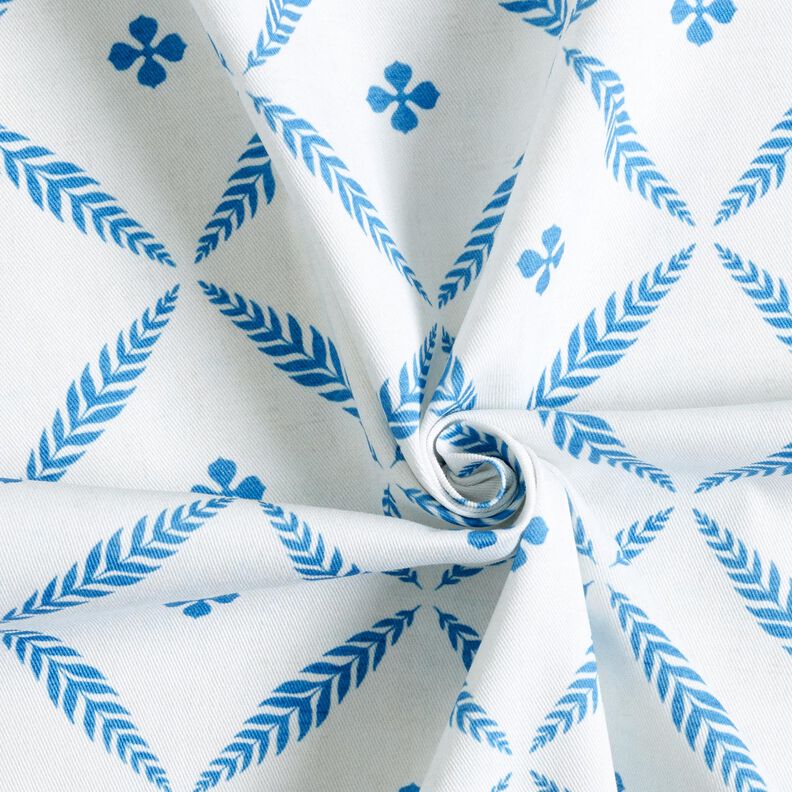 Decor Fabric Cotton Twill elegant diamonds  – white/blue,  image number 3