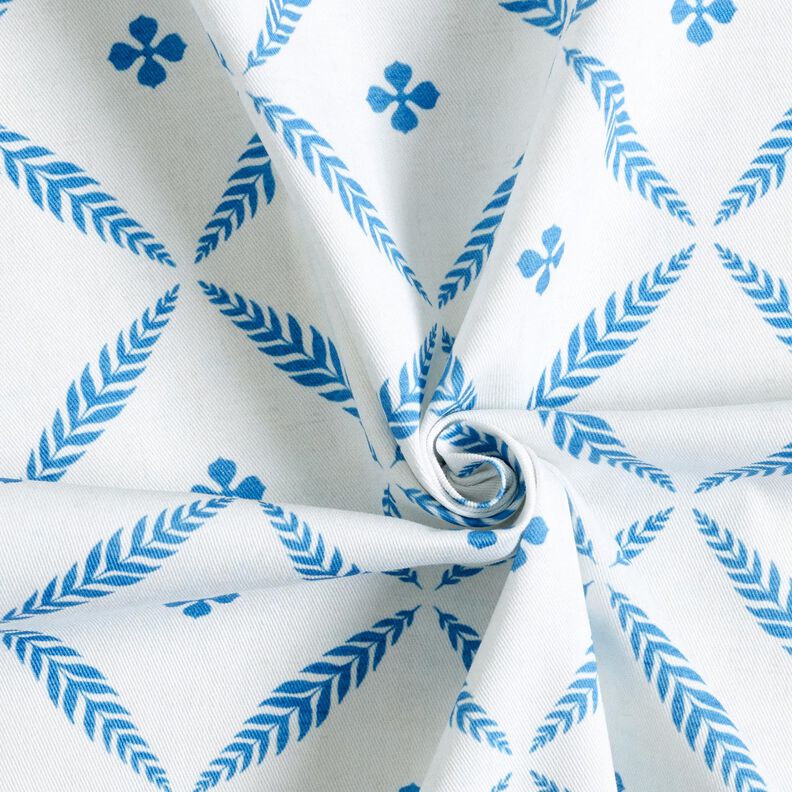 Decor Fabric Cotton Twill elegant diamonds – white/blue, image number 3