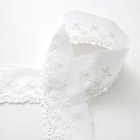 Feston lace ribbon flowers [65 mm] – white, 