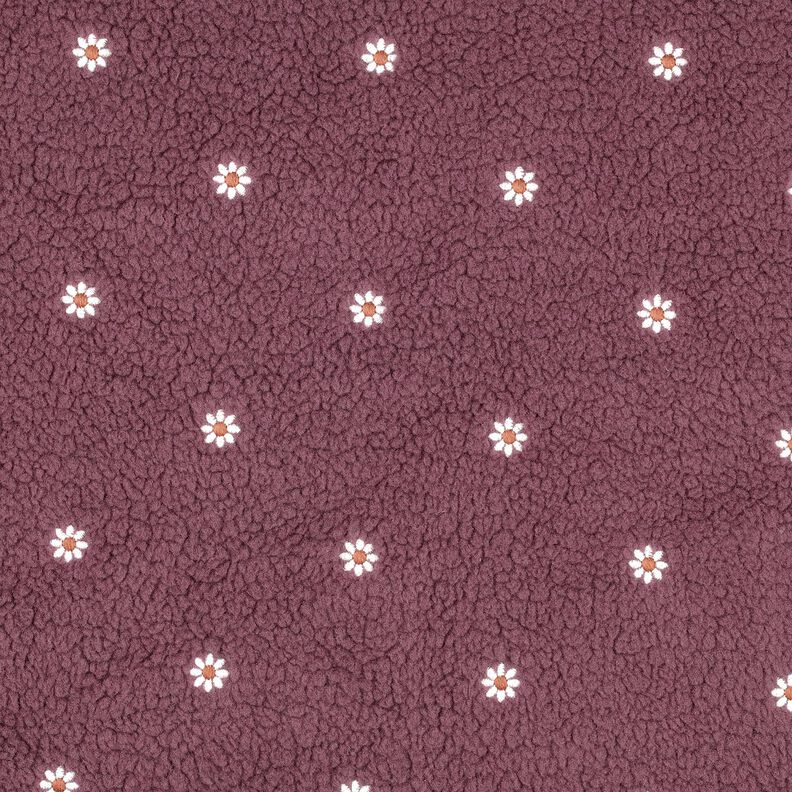 Teddy Fur Embroidered Flowers | Poppy Fabrics – dark dusky pink, image number 1