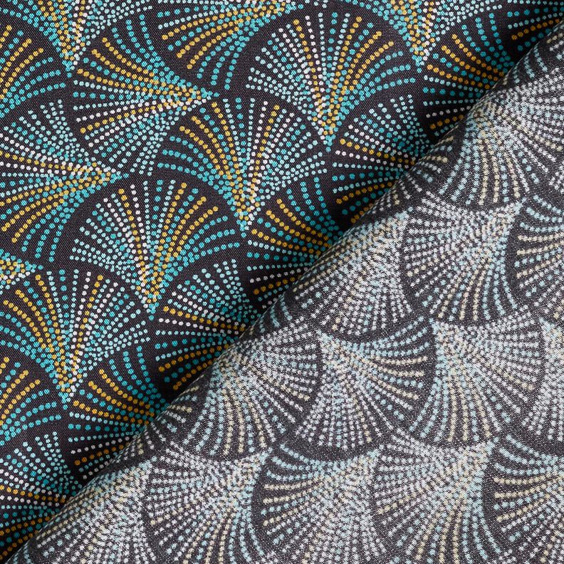 viscose fabric Retro fans – midnight blue/turquoise, image number 4
