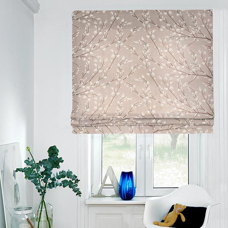 Decor Fabric Half Panama Flowering Branches – taupe,  image number 6
