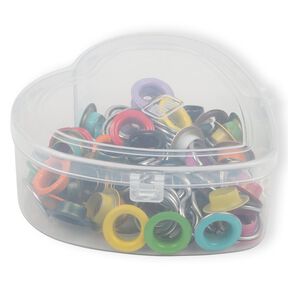 Eyelets with discs, in heart box [11 mm] | Prym – red, 