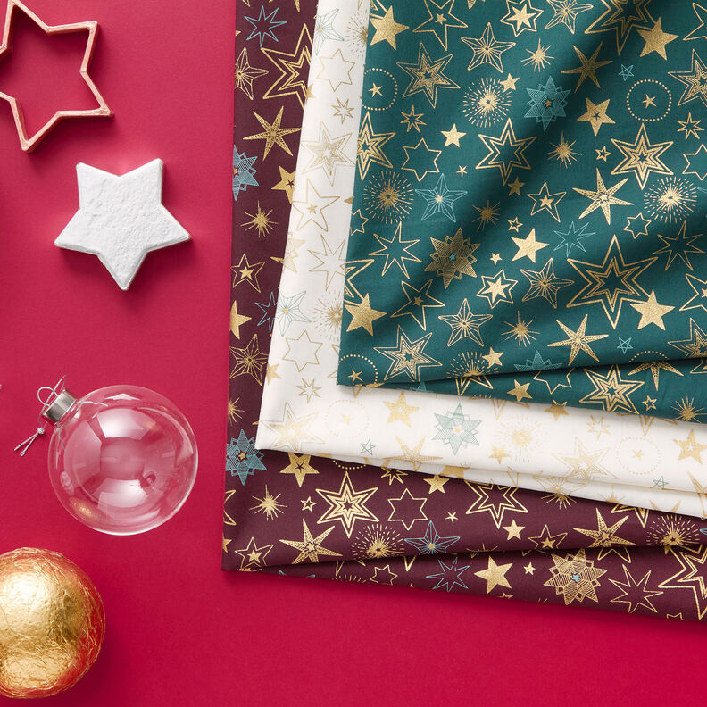 Cotton Poplin Large Stars – blue spruce/gold, image number 5