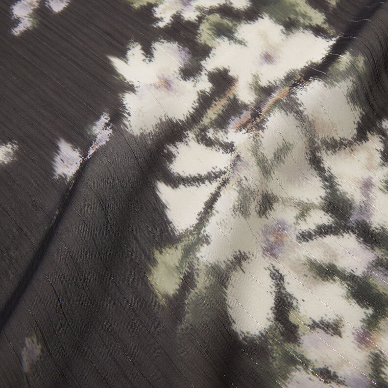 Chiffon glittering pinstripe batik look – black/white, image number 3