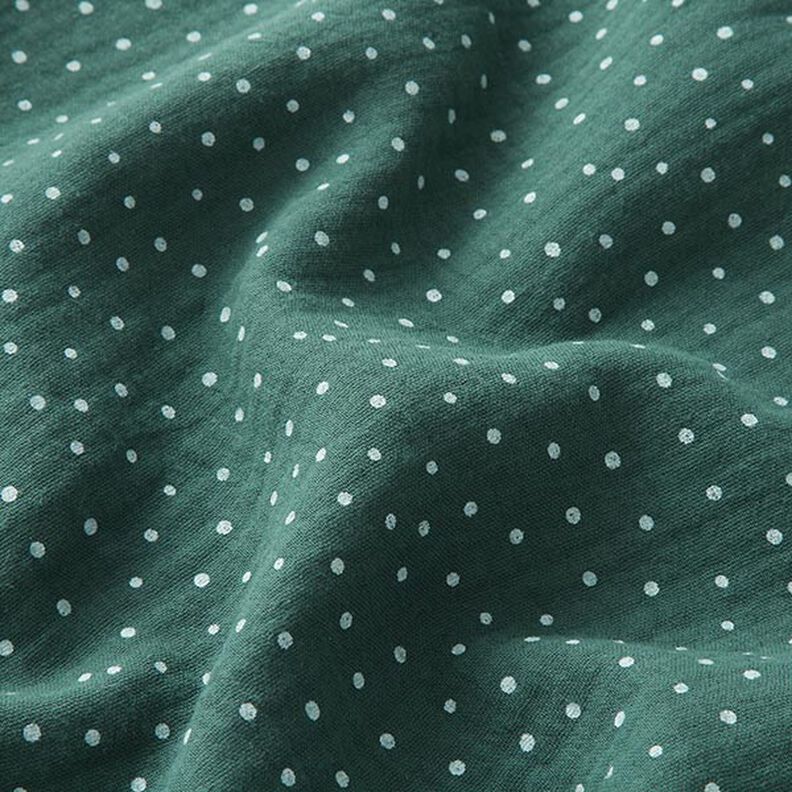 Double Gauze/Muslin Polka Dots – dark green/white,  image number 2