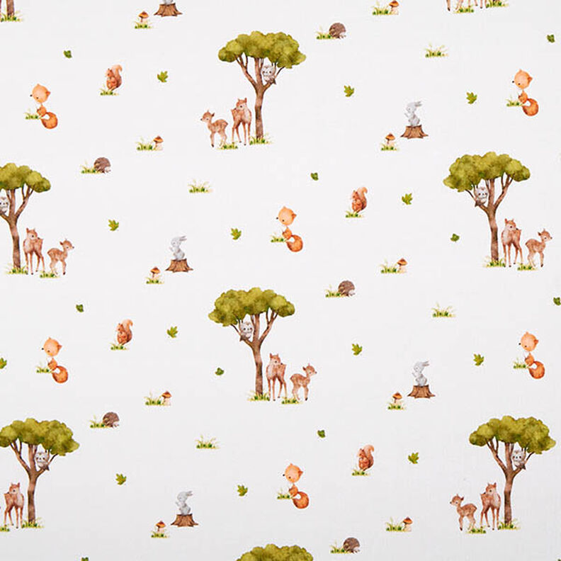 Cotton Jersey Woodland Animals Digital Print – offwhite,  image number 1