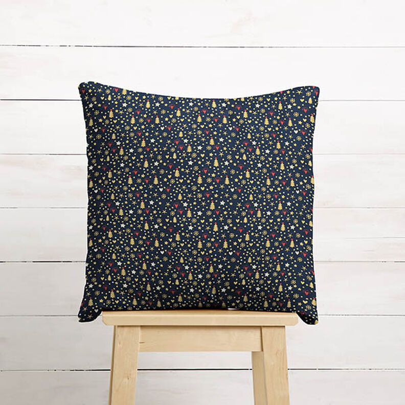 Cotton Poplin Hearts and Stars – midnight blue/gold,  image number 8