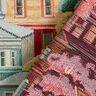 Decor Fabric Tapestry Fabric colourful neighbourhood – natural/sky blue,  thumbnail number 4