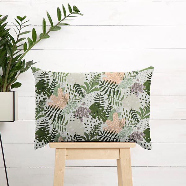 Cotton Cretonne Abstract Jungle Plants – white/green,  image number 8
