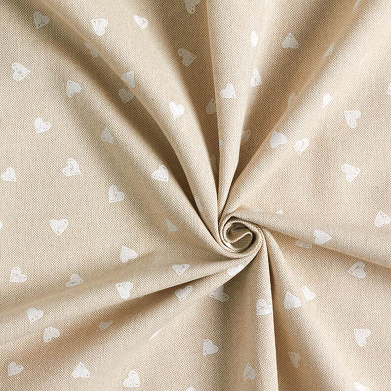 Decor Fabric Half Panama little hearts – white/natural,  image number 3
