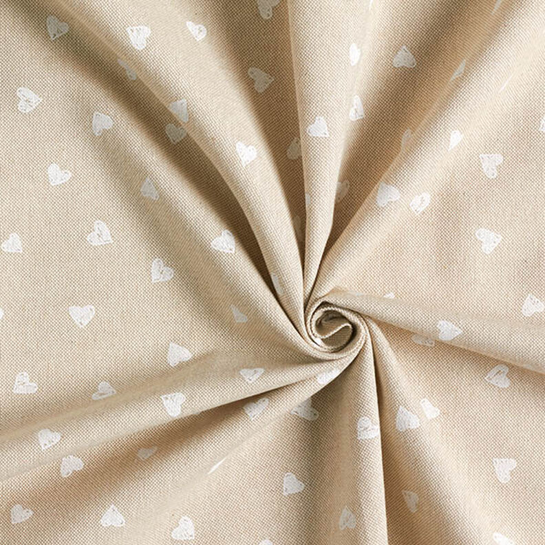 Decor Fabric Half Panama little hearts – white/natural, image number 3