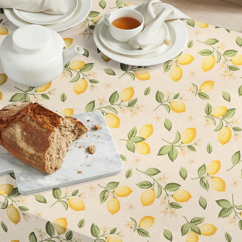 Decor Fabric Half Panama Little lemon tree – natural/yellow,  image number 6