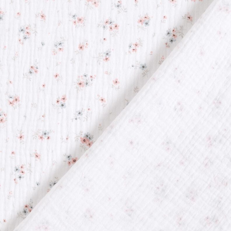 Double Gauze/Muslin romantic little flowers – white,  image number 4