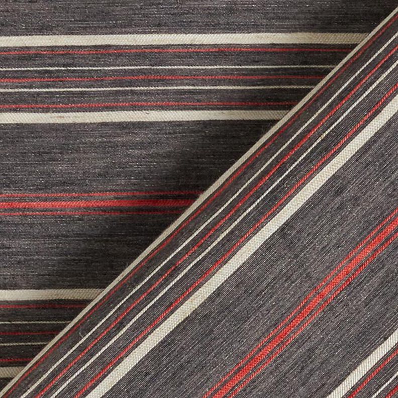 Cotton fabric irregular horizontal stripes – grey,  image number 4