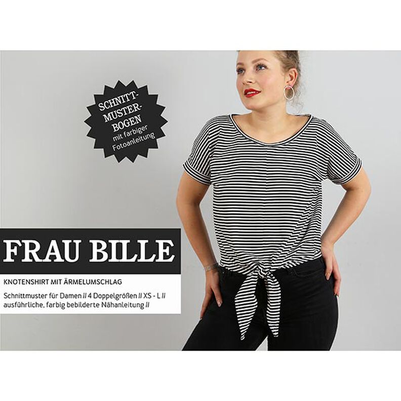 FRAU BILLE - casual knotted top with turn-up sleeves, Studio Schnittreif  | XS -  L,  image number 1