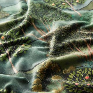 Decor Fabric Velvet Landscape – dark green/petrol, 