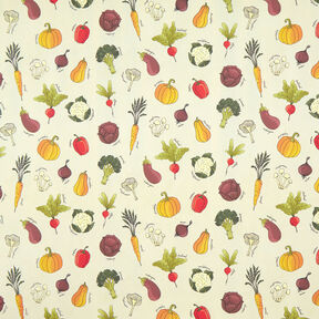 Decor Fabric Half Panama Vegetable varieties – light beige/burgundy, 