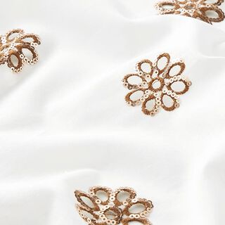 Floral Sequin Embroidery Cotton Blend – white/antique gold, 