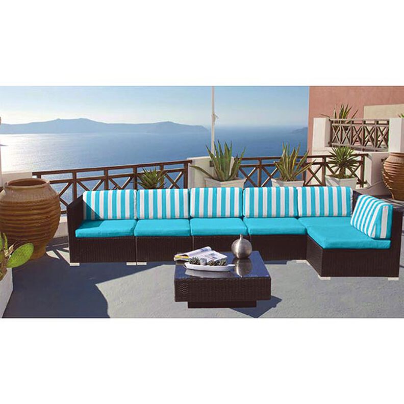 Awning fabric stripey Toldo – white/turquoise,  image number 5