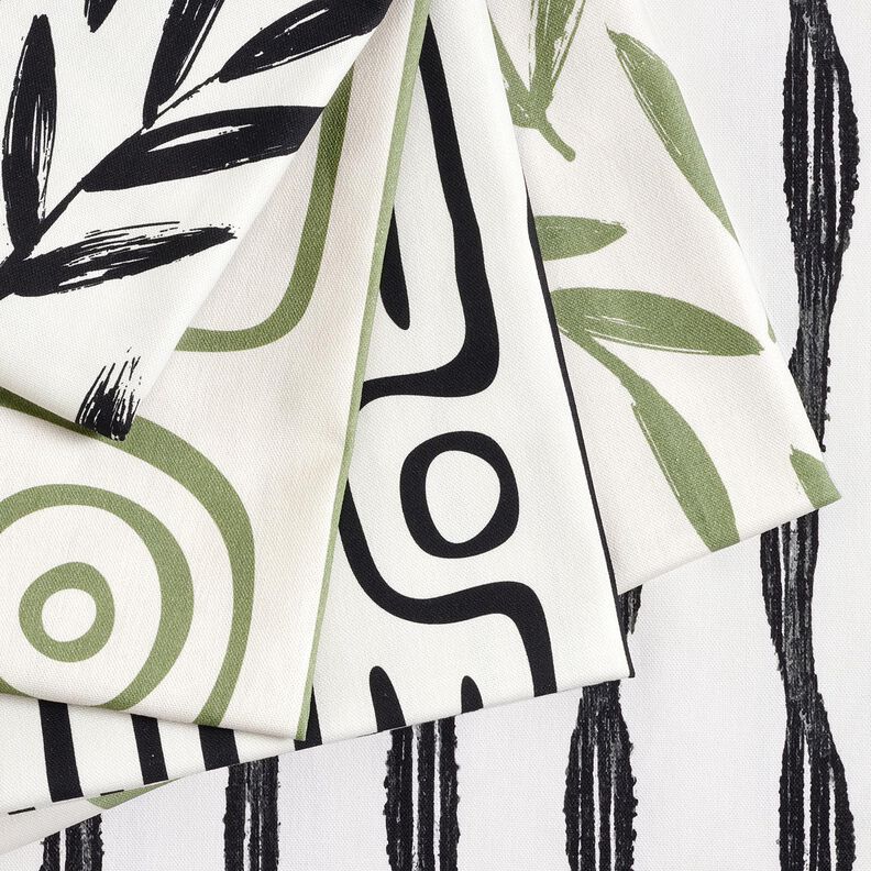 Decor Fabric Half Panama abstract striped pattern – black/ivory, image number 5