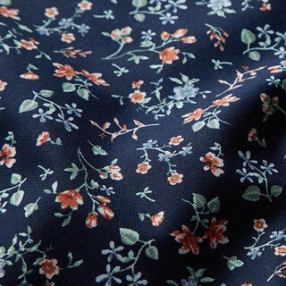 Coated Cotton Little Flowers – navy blue, 