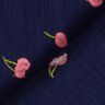 Double Gauze/Muslin embroidered cherries | Poppy Fabrics – midnight blue/pink,  thumbnail number 4