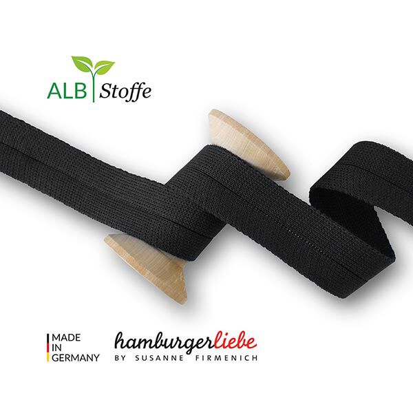 Edge Me Organic Bias Binding [ 3,2 cm ] | Albstoffe – black,  image number 1