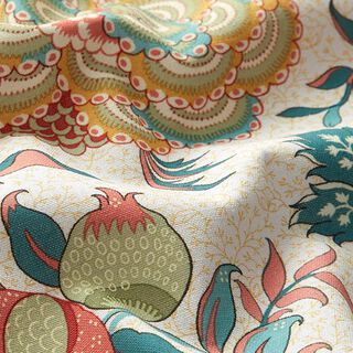 Decor Fabric Canvas Oriental Flower Print – offwhite/red, 