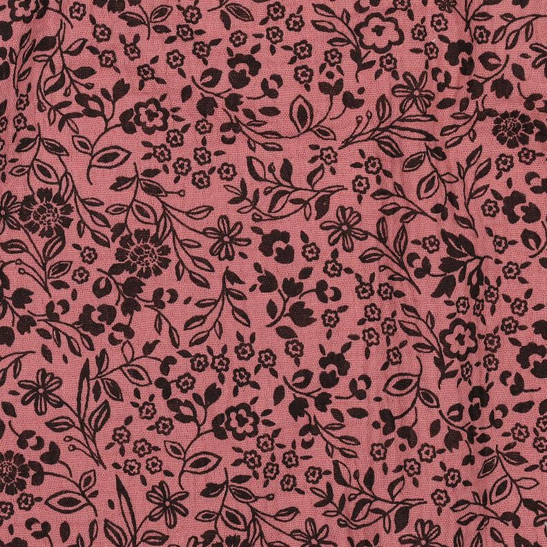 Double Gauze/Muslin two-tone flowers  | Poppy Fabrics – dark dusky pink/black,  image number 2