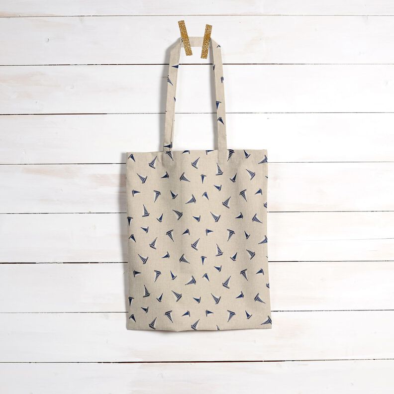 Decor Fabric Half Panama small sailboats – natural/navy blue,  image number 9