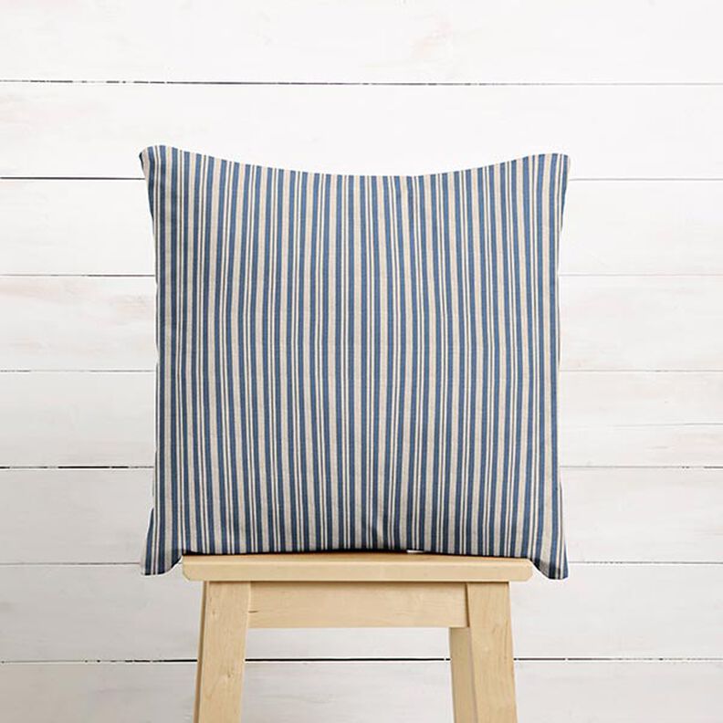 Decor Fabric Half Panama Fine Stripes – denim blue/natural,  image number 7