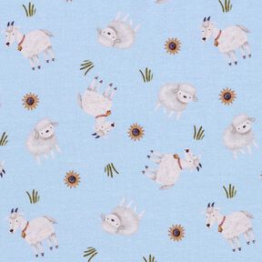 Cotton Jersey Sheep and goats Digital Print – light blue, 