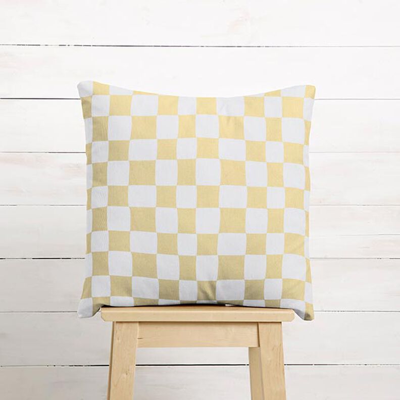 Cotton Cretonne Abstract Plaid – white/vanilla yellow, image number 6