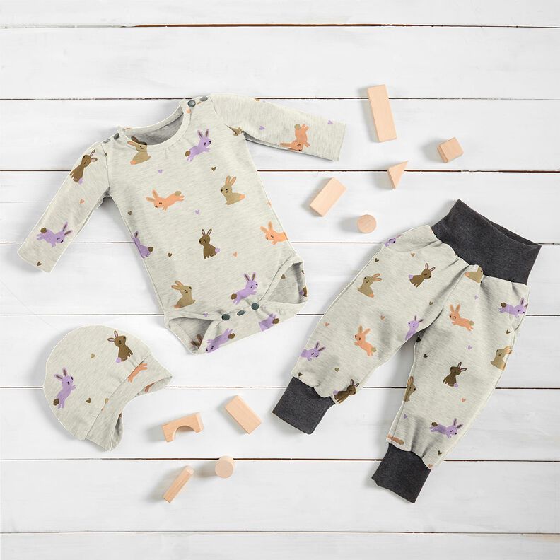Cotton Jersey bunnies and hearts | Poppy Fabrics – offwhite,  image number 6