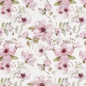 Tablecloth fabric Watercolor flowers – ivory/light dusky pink, 